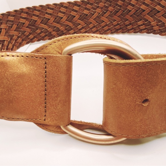 Linea Pelle Leather Braided Metallic Belt M - Picture 4 of 6